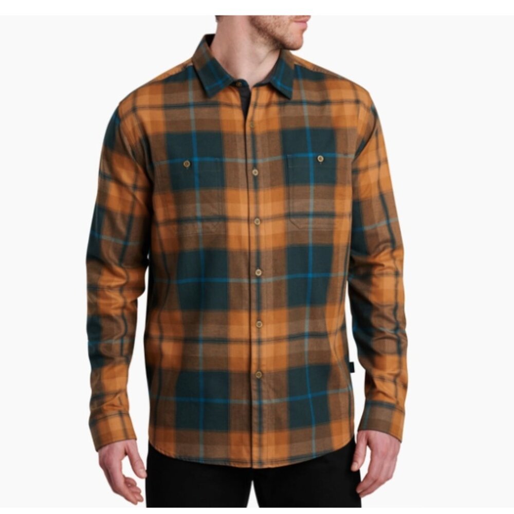 KUHL Fugitive Flannel Blue Orange Size Medium